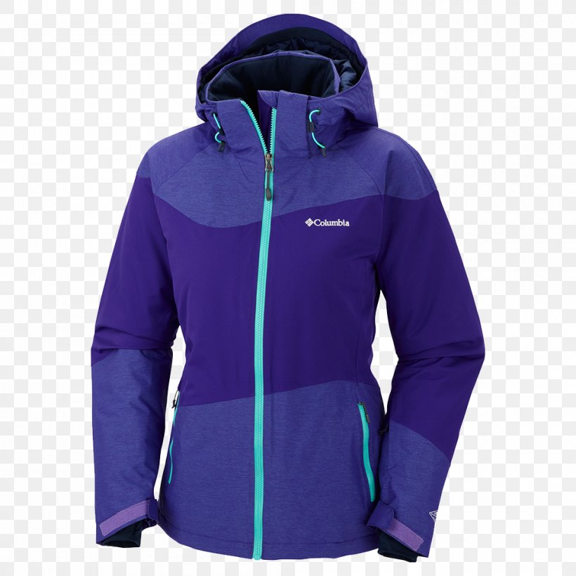 Hoodie Jacket Coat Ski Suit Columbia Sportswear, PNG, 1000x1000px, Hoodie, Coat, Cobalt Blue, Columbia Sportswear, Daunenjacke Download Free