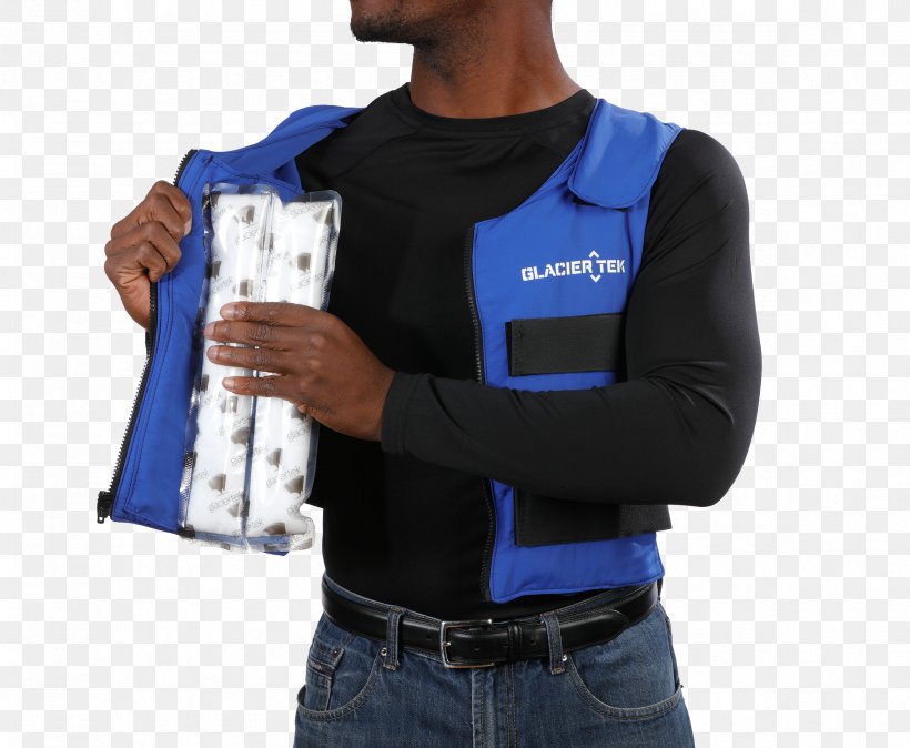 T-shirt Cooling Vest Clothing Gilets Sleeve, PNG, 2369x1950px, Tshirt, Blue, Brand, Clothing, Cooling Vest Download Free