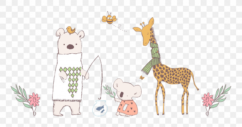 Friends Koala Giraffe, PNG, 2500x1317px, Friends, Animal Figurine, Biology, Cartoon, Giraffe Download Free