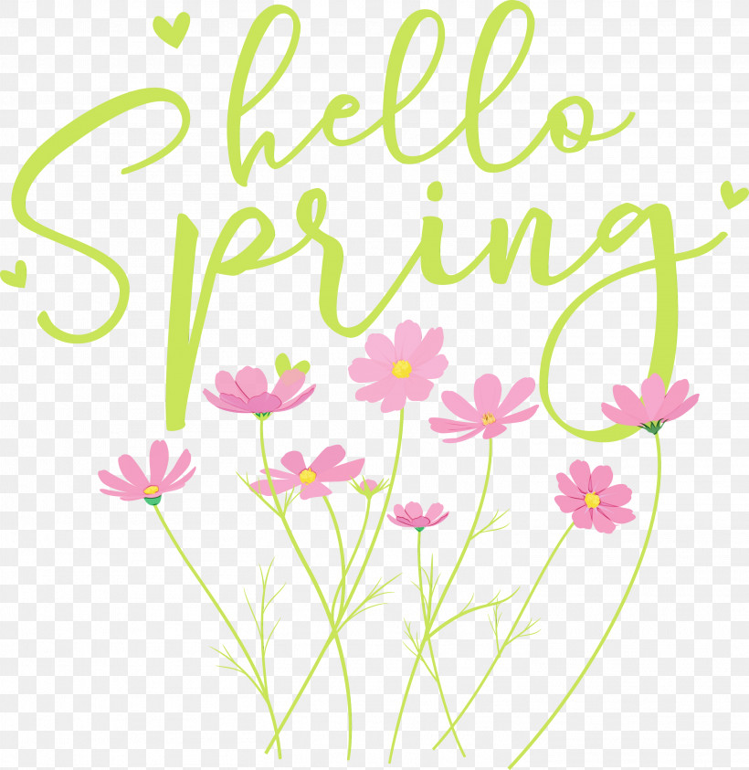 Floral Design, PNG, 2917x3000px, Hello Spring, Cut Flowers, Floral Design, Flower, Leaf Download Free