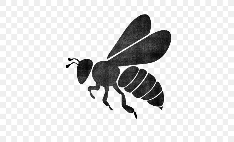 European Dark Bee Silhouette Queen Bee, PNG, 500x500px, European Dark Bee, Arthropod, Bee, Black And White, Bumblebee Download Free