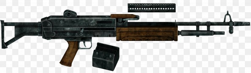 Fallout: New Vegas Light Machine Gun Firearm Weapon, PNG, 2789x815px, Watercolor, Cartoon, Flower, Frame, Heart Download Free
