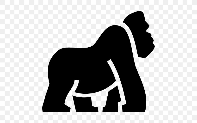 Gorilla Mustang Pony Mane Clip Art, PNG, 512x512px, Gorilla, Behavior, Black, Black And White, Black M Download Free