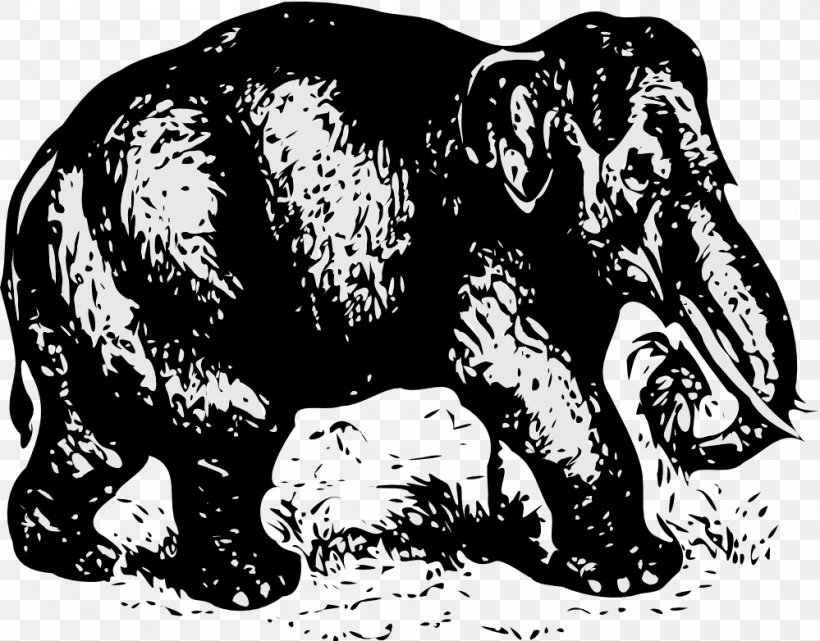 Indian Elephant African Elephant Elephantidae, PNG, 999x782px, Indian Elephant, African Elephant, Art, Bear, Black And White Download Free