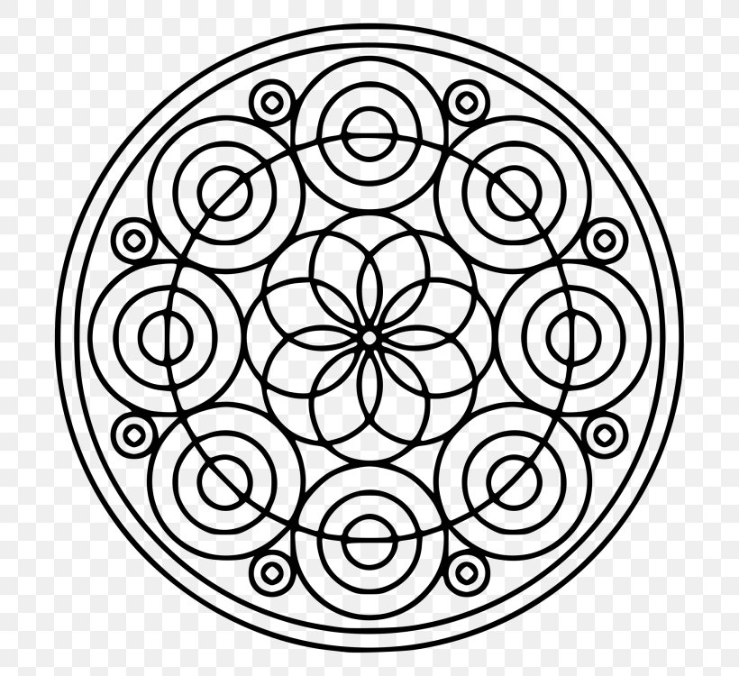 Mandala Coloring Book Circle Shape, PNG, 750x750px, Mandala, Area, Black And White, Child, Color Download Free