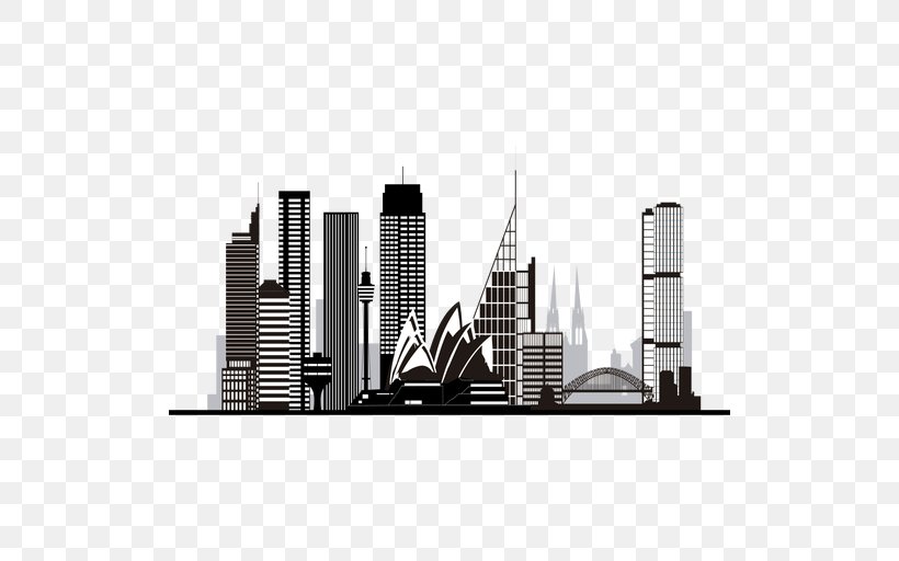 Silhouette Skyline Illustration Image, PNG, 512x512px, Silhouette, Black And White, Building, City, Cityscape Download Free