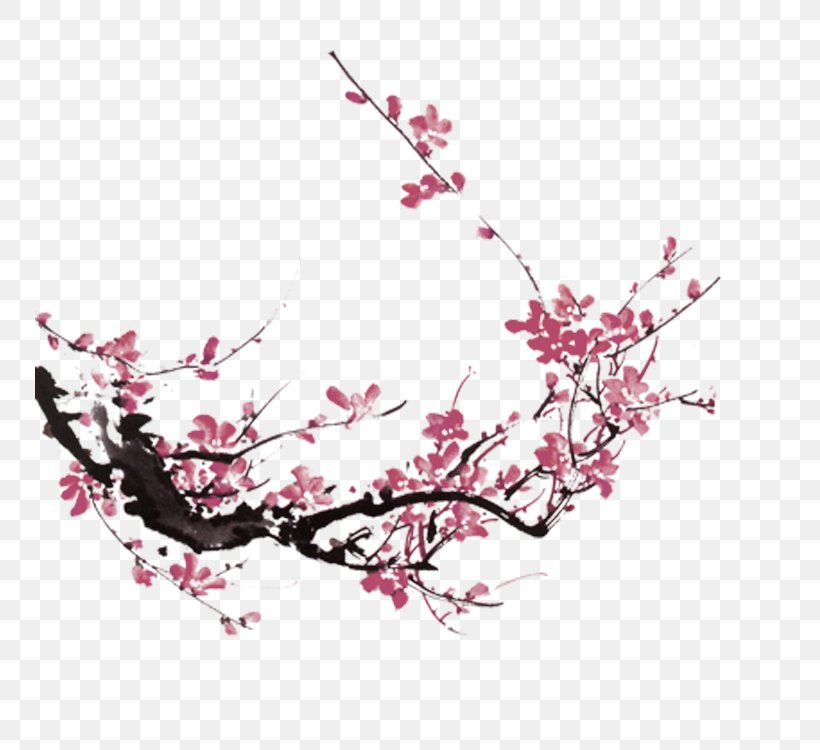 Ink Wash Painting Plum Blossom Chinese Painting, PNG, 750x750px, Ink Wash Painting, Animation, Blossom, Branch, Cherry Blossom Download Free
