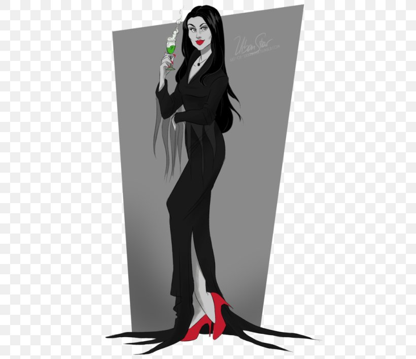 Morticia Addams Wednesday Addams Gothic Fashion Artist, PNG, 500x707px, Watercolor, Cartoon, Flower, Frame, Heart Download Free