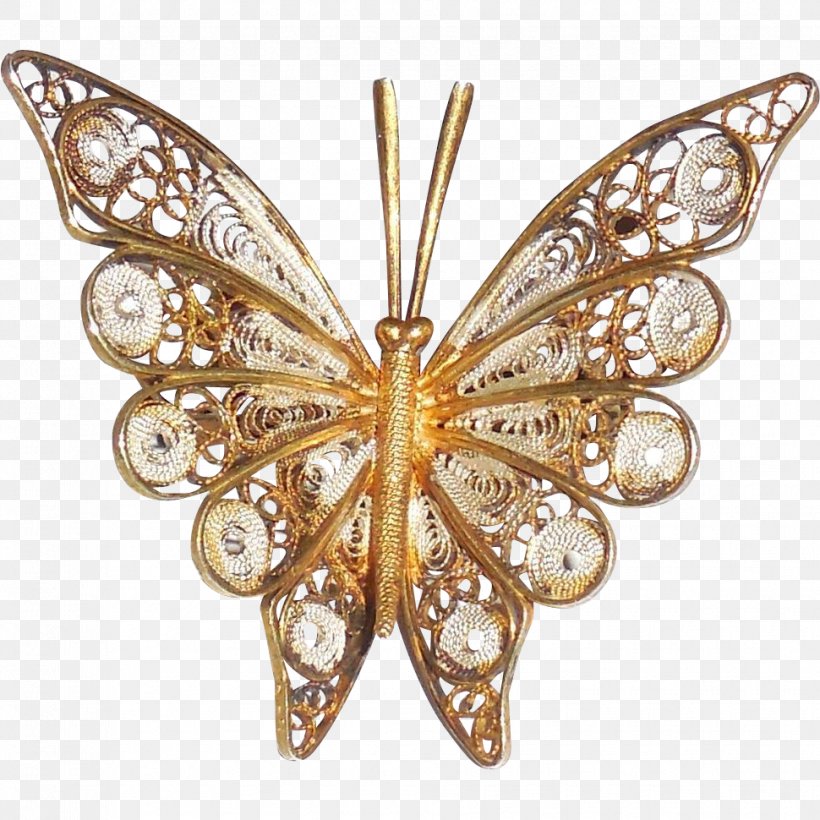 Brooch Filigree Earring Silver Gold, PNG, 970x970px, Brooch, Butterfly, Colored Gold, Earring, Fashion Accessory Download Free