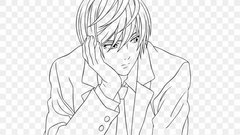 Light Yagami Line Art Drawing Sketch, PNG, 1191x670px, Watercolor, Cartoon, Flower, Frame, Heart Download Free