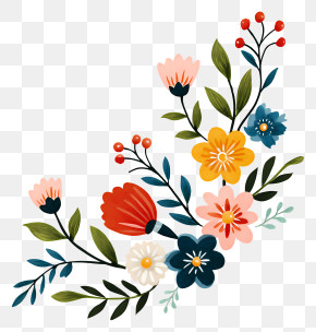 Colourful Floral Corner - Colorful Floral Arrangement PNG