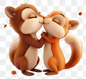 Kissing - Adorable Squirrels Kissing PNG