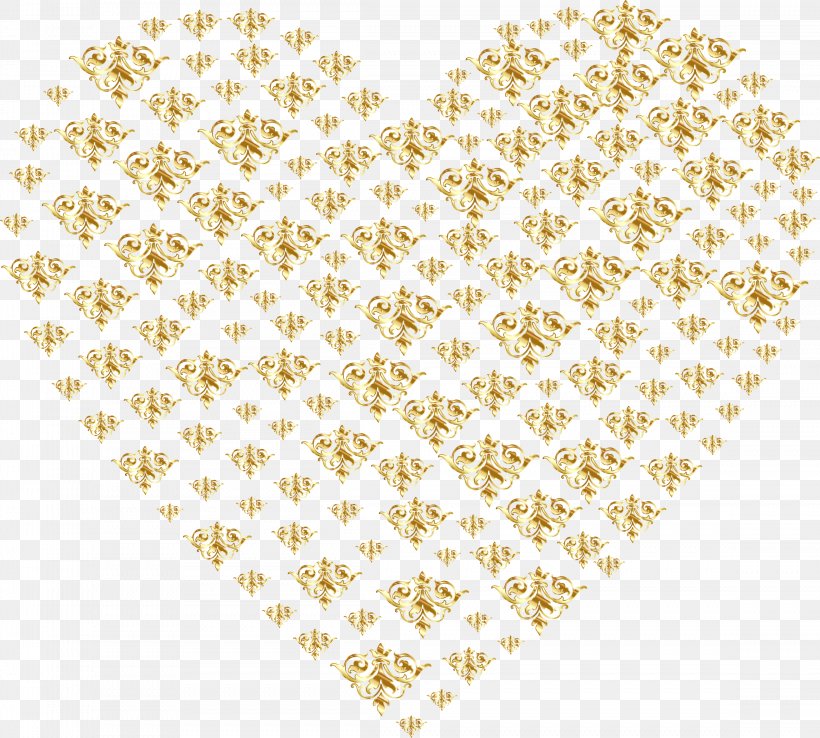 Heart Desktop Wallpaper Gold Clip Art, PNG, 2296x2068px, Heart, Area, Color, Damask, Gold Download Free