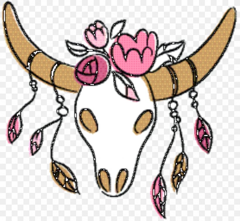 Pink Flower Cartoon, PNG, 1620x1494px, Cattle, Animal, Animal Figure, Bovine, Bull Download Free