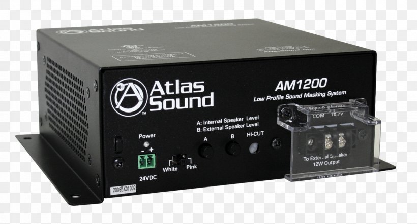 Atlas Sound Am1200 Low Profile Sound Masking System Loudspeaker Auditory Masking, PNG, 1600x864px, Sound Masking, Acoustics, Atlas Sound M1000, Audio, Audio Mixers Download Free