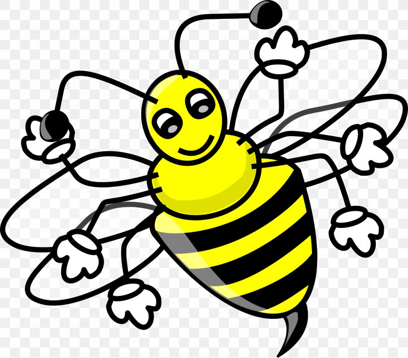 Bee Cartoon Clip Art, PNG, 1920x1689px, Bee, Artwork, Black And White, Bumblebee, Cartoon Download Free
