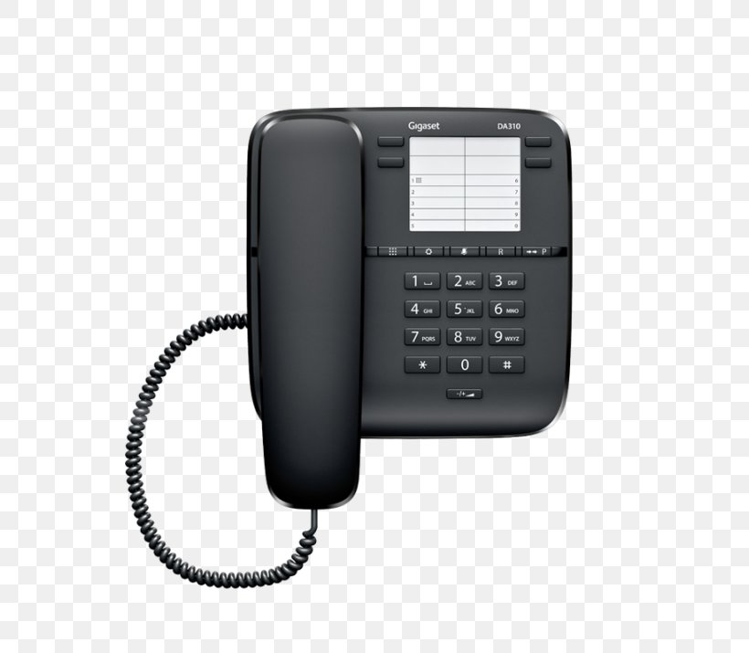 Gigaset DA310 Home & Business Phones Gigaset Communications Gigaset Phone Da410 Black Telephone, PNG, 715x715px, Gigaset Da310, Communication, Corded Phone, Cordless Telephone, Electronics Download Free