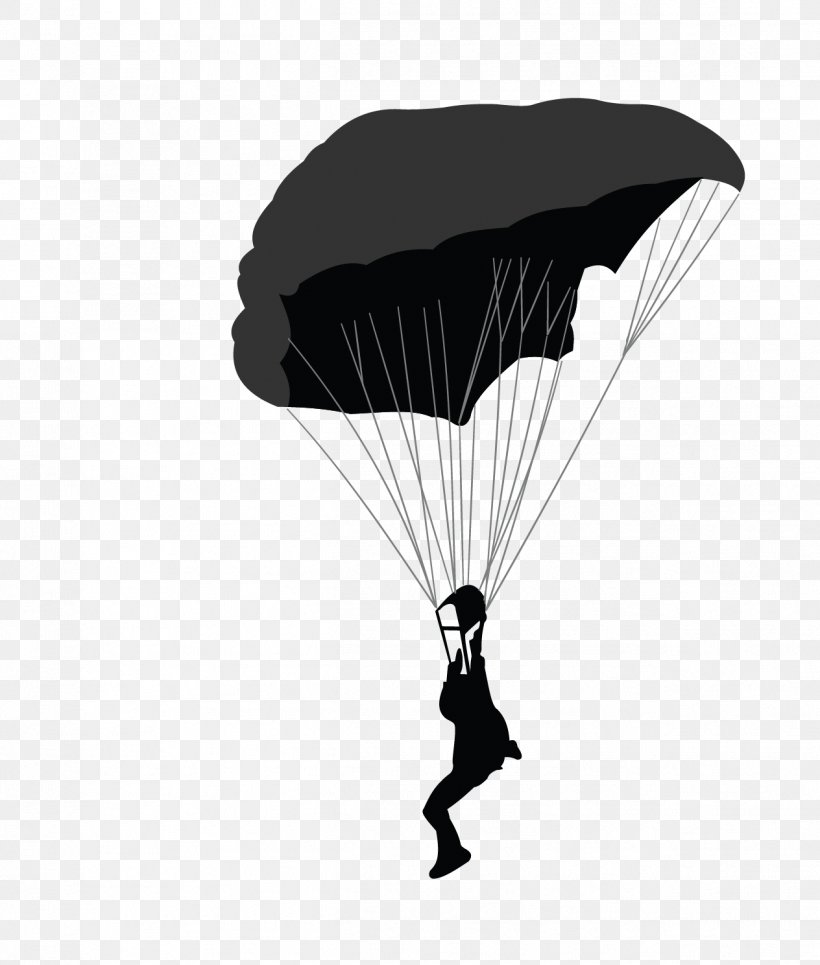 Parachute Royalty-free Parachuting Clip Art, PNG, 1264x1489px, Parachute, Black, Black And White, Monochrome Photography, Parachute Landing Fall Download Free