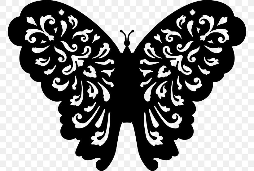 Butterfly Insect Clip Art, PNG, 770x554px, Butterfly, Arthropod, Black And White, Brush Footed Butterfly, Flower Download Free