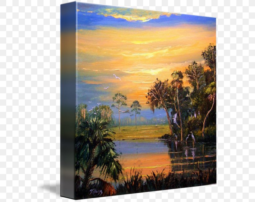Painting Nature Ecosystem Picture Frames Tropics, PNG, 586x650px, Painting, Arecaceae, Ecosystem, Landscape, Nature Download Free