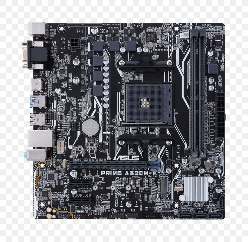 Socket AM4 MicroATX Motherboard ASUS PRIME A320M-K, PNG, 800x800px, Socket Am4, Advanced Micro Devices, Asus, Asus Prime A320mk, Atx Download Free