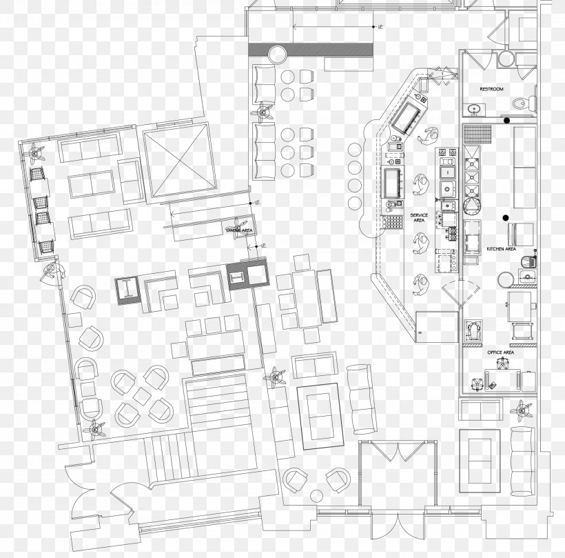 Floor Plan Cafe Coffee Design Kitchen, PNG, 2100x2074px, Floor Plan, Architecture, Area, Bar, Black And White Download Free