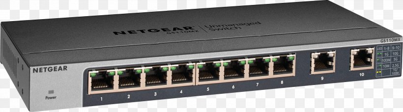 10 Gigabit Ethernet Network Switch Netgear GS110MX Unmanaged 10G Ethernet Black, PNG, 2999x837px, 10 Gigabit Ethernet, Gigabit Ethernet, Audio Receiver, Computer Port, Electronic Device Download Free