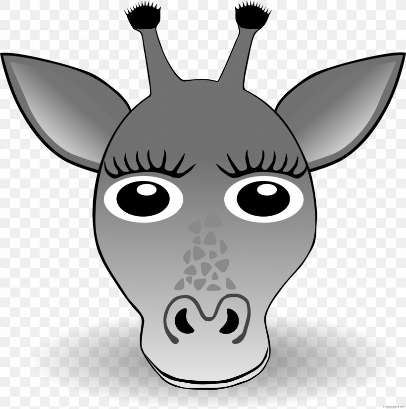 Giraffe Clip Art Vector Graphics Face Illustration, PNG, 2384x2400px, Giraffe, Animal, Black And White, Cartoon, Donkey Download Free