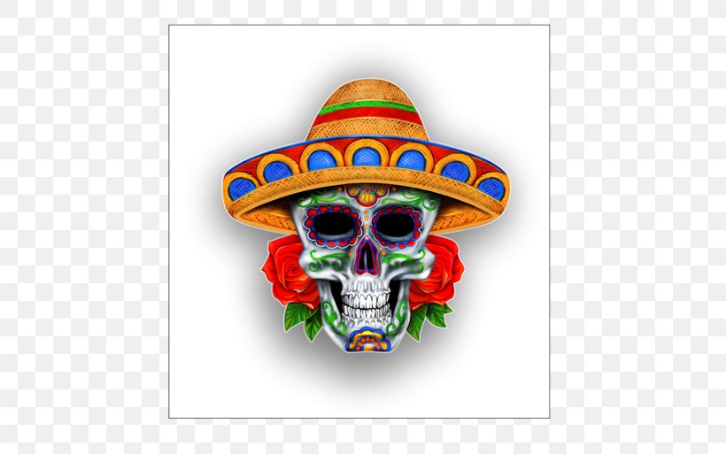 Calavera Skull Sombrero T-shirt Jersey, PNG, 500x513px, Calavera, Bone, Clothing, Day Of The Dead, Decal Download Free