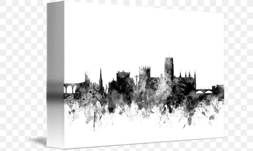 Skyline Durham Art Cityscape Printmaking, PNG, 650x489px, Skyline, Art, Black And White, Canvas, City Download Free