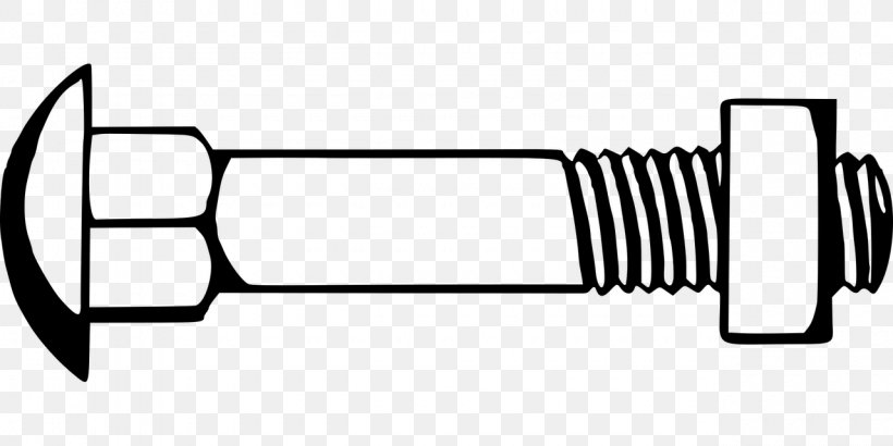 Carriage Bolt Nut Clip Art, PNG, 1280x640px, Bolt, Area, Black, Black And White, Carriage Bolt Download Free