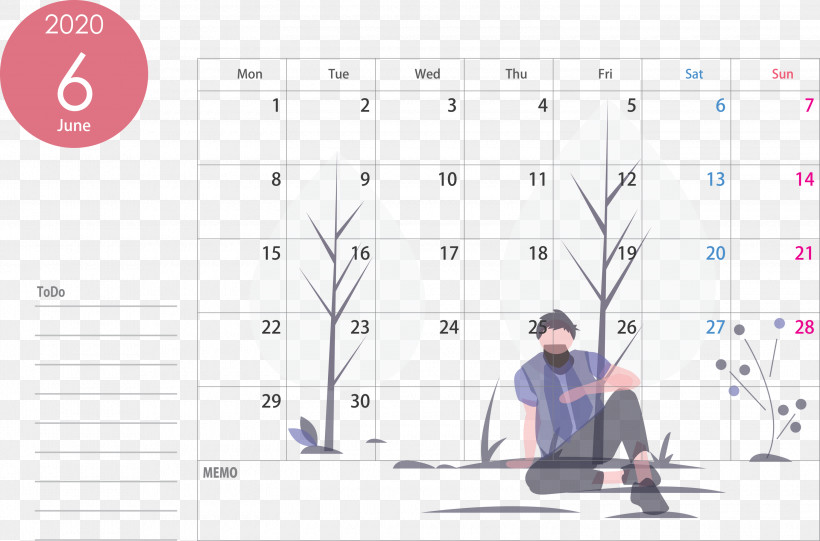 June 2020 Calendar 2020 Calendar, PNG, 3000x1982px, 2020 Calendar, June 2020 Calendar, Diagram, Line, Text Download Free
