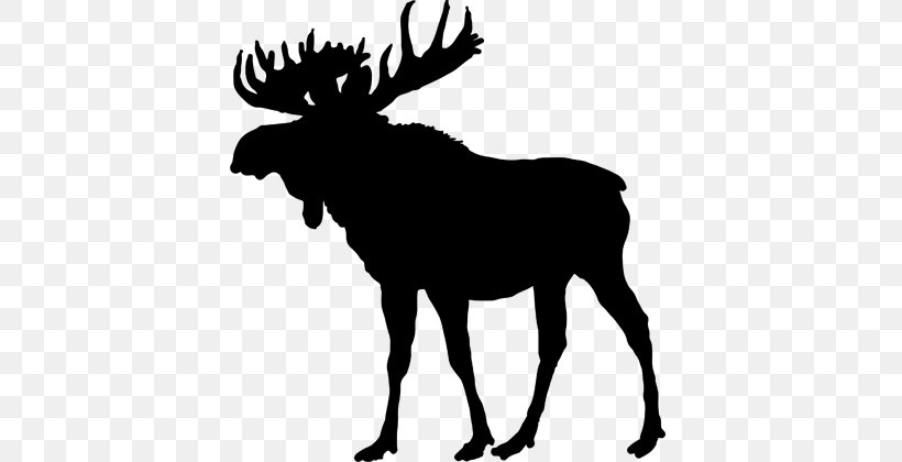 Moose Deer Silhouette Clip Art, PNG, 730x420px, Moose, Antler, Black And White, Cartoon, Deer Download Free