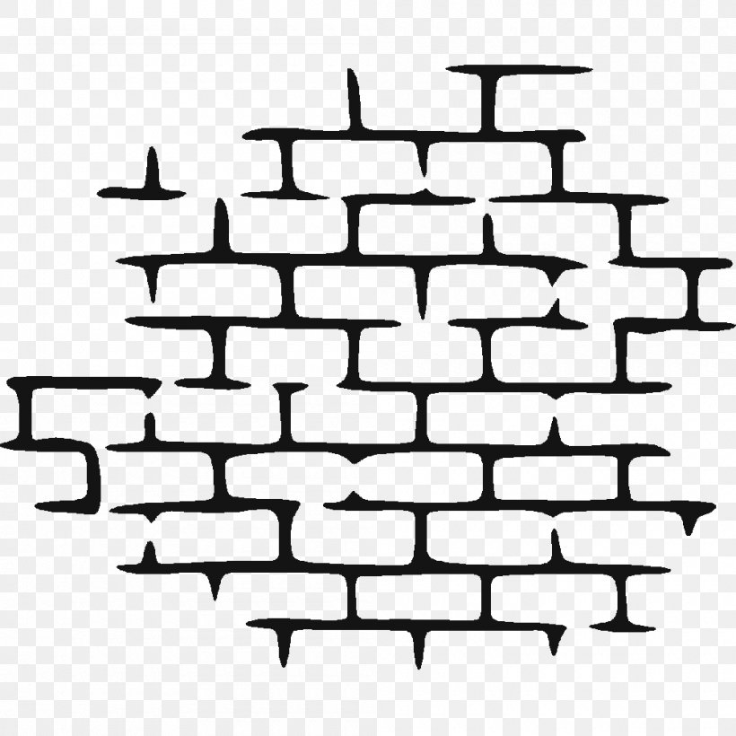 Clip Art Wall Brick Sticker, PNG, 1000x1000px, Wall, Area, Black And White, Brick, Brickwork Download Free