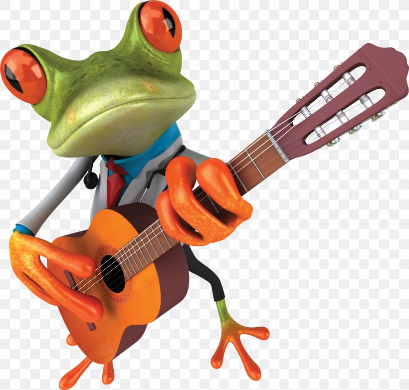 Tree Frog Locked Out Of Heaven String Instrument Guitar, PNG, 3672x3503px, 3d Computer Graphics, Frog, Amphibian, Animation, Australian Green Tree Frog Download Free