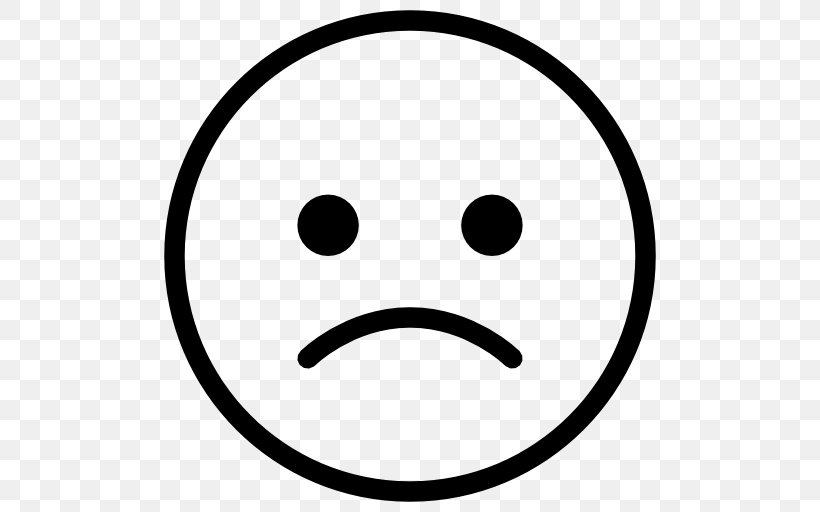 Smiley Emoticon Sadness, PNG, 512x512px, Smiley, Area, Black And White, Emoticon, Face Download Free