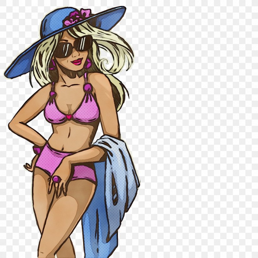 Cartoon Animation Headgear Bikini Costume Accessory, PNG, 1000x1000px, Watercolor, Animation, Bikini, Cartoon, Costume Accessory Download Free