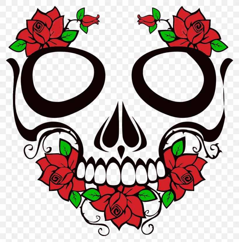 Calavera Human Skull Symbolism Clip Art Rose, PNG, 987x1000px, Calavera, Art, Artwork, Bone, Day Of The Dead Download Free