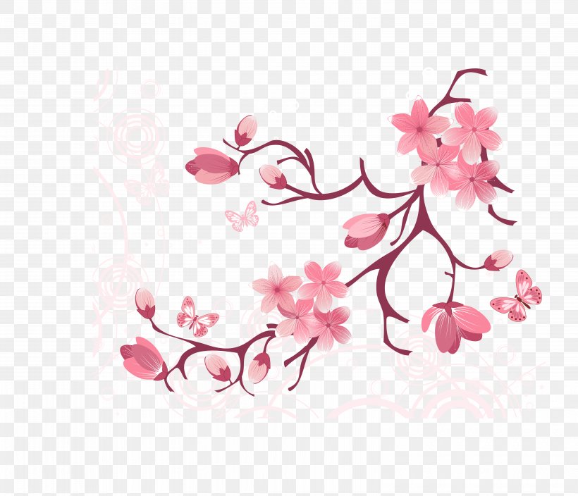 Clip Art, PNG, 6200x5328px, Cherry Blossom, Blossom, Branch, Cerasus, Cherry Download Free