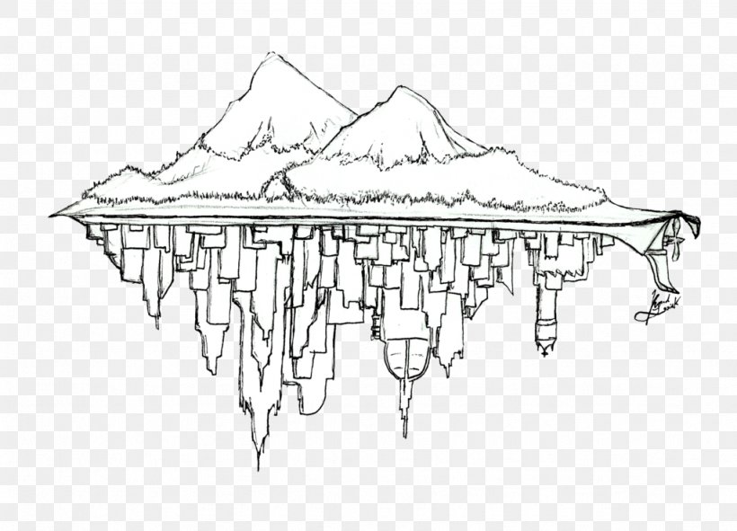Drawing Line Art, PNG, 1024x739px, Drawing, Architecture, Art, Deviantart, Floating Island Download Free