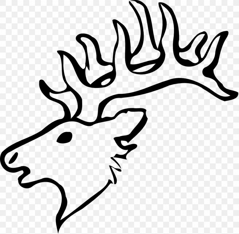 Elk White-tailed Deer Moose Red Deer, PNG, 1000x979px, Elk, Antler, Artwork, Black And White, Deer Download Free