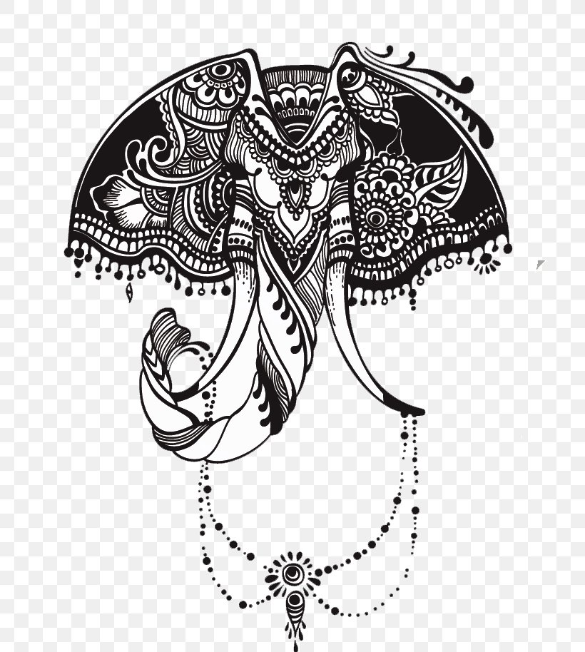 Tattoo Totem, PNG, 751x914px, Elephant, Art, Black And White, Costume Design, Crest Download Free