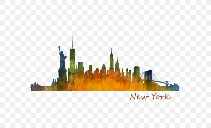 Empire State Building Skyline Watercolor Painting City Drawing, PNG, 600x500px, Empire State Building, Art, City, Drawing, New York Download Free