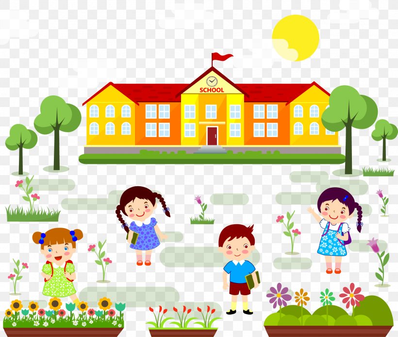 Student First Day Of School Clip Art, PNG, 1994x1686px, School, Area, Art, Artwork, Campus Download Free