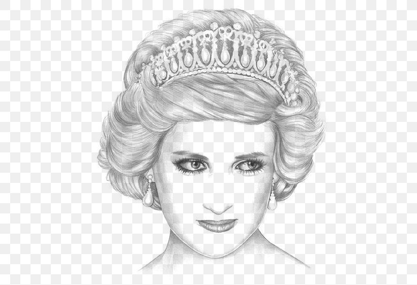 Diana, Princess Of Wales Black And White Portrait Drawing Sketch, PNG,  476x561px, Watercolor, Cartoon, Flower, Frame,