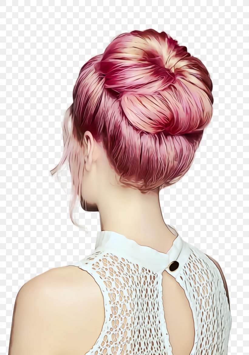 Hair Hairstyle Chin Pink Hair Coloring, PNG, 1676x2388px, Watercolor, Blond, Chin, Costume, Fashion Accessory Download Free