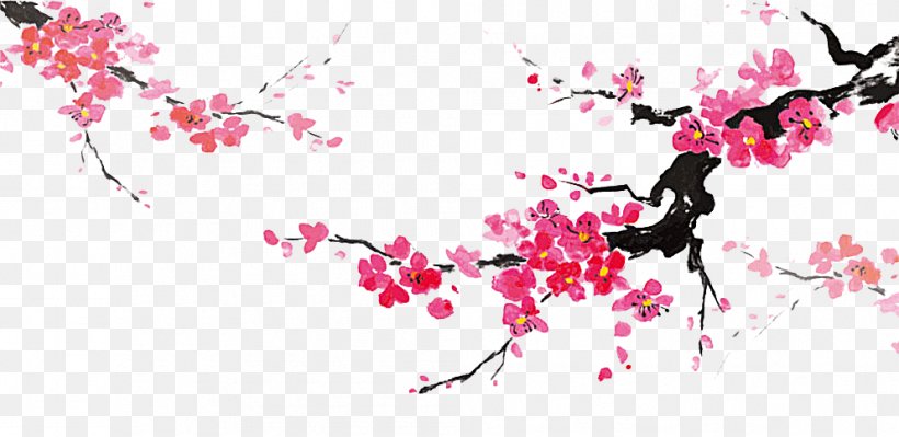 Japanese Art Ink Wash Painting Japanese Painting, PNG, 993x484px, Japan, Art, Blossom, Branch, Cherry Blossom Download Free