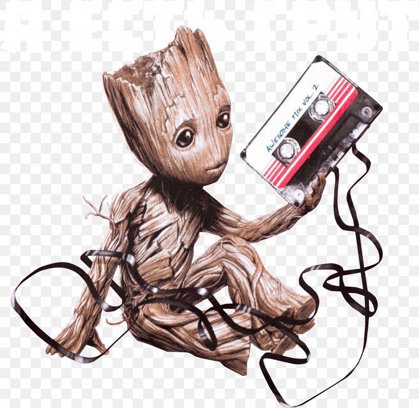 Baby Groot T-shirt Compact Cassette Clothing, PNG, 3648x3552px, Groot, Baby Groot, Carnivoran, Clothing, Clothing Accessories Download Free