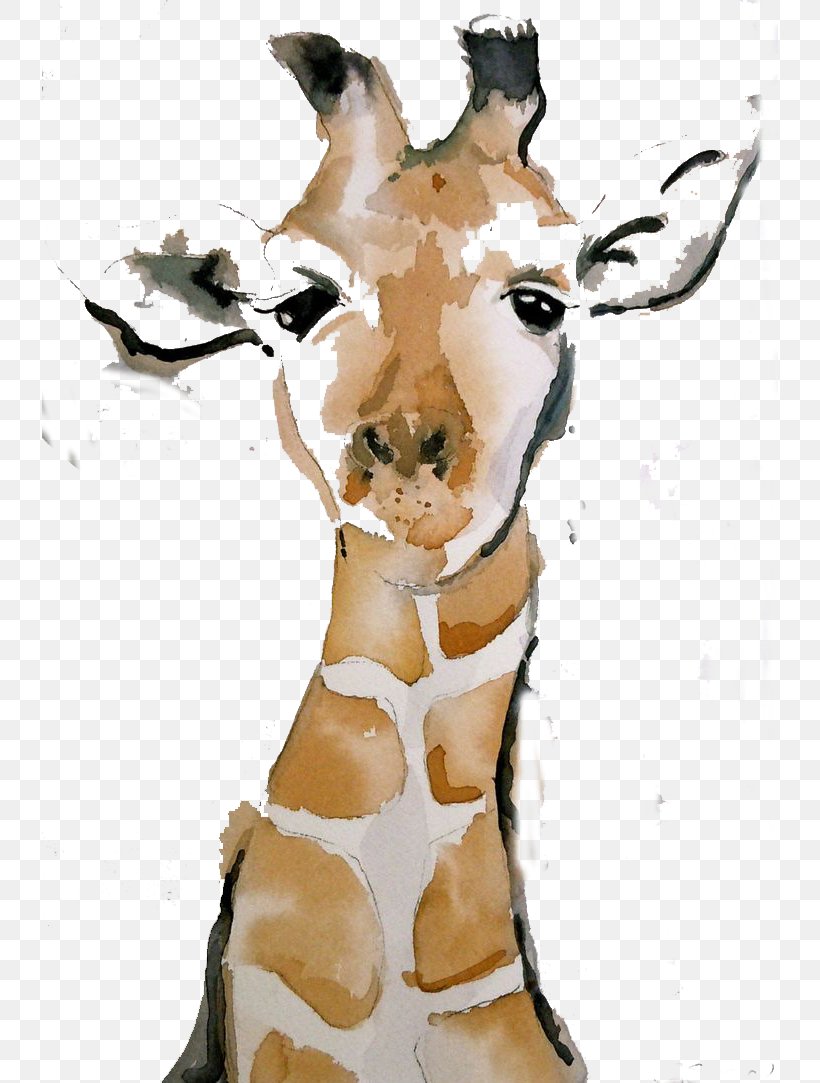Giraffe Watercolor Painting Drawing Chinese Painting, PNG, 736x1083px, Giraffe, Chinese Painting, Color, Colored Pencil, Drawing Download Free