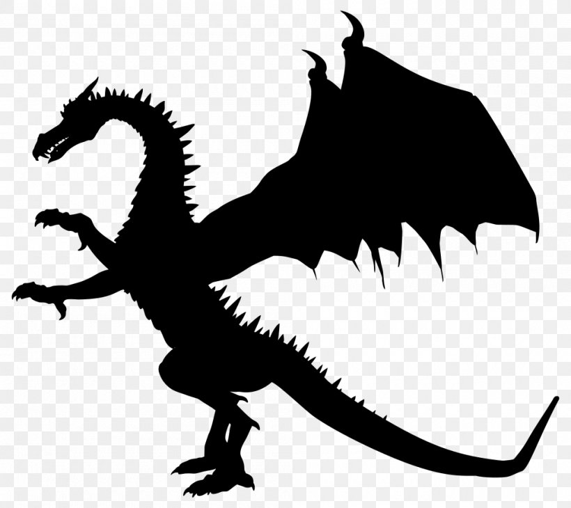Dragon Silhouette Drawing Clip Art, PNG, 1000x891px, Dragon, Black And ...